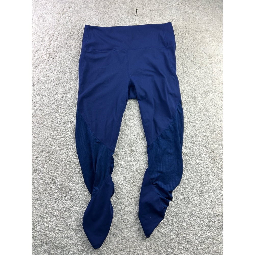 Fabletics Women's Leggings Navy Blue Size M High Waist Ruched